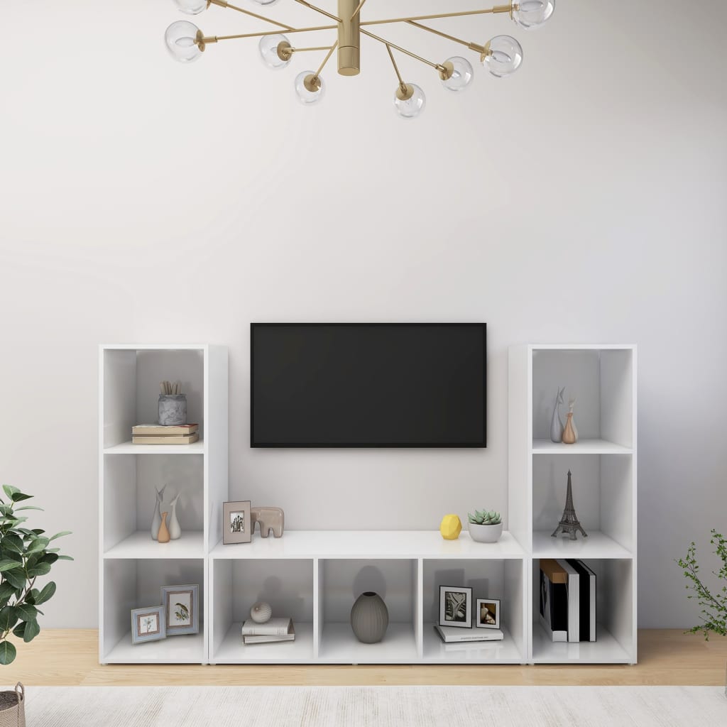 Dulapuri TV, 2 buc., alb, 107x35x37 cm, lemn prelucrat GartenMobel Dekor