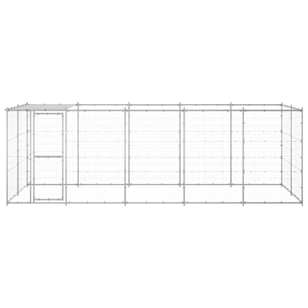 Padoc câini de exterior cu acoperiș, 12,1 m², oțel galvanizat GartenMobel Dekor