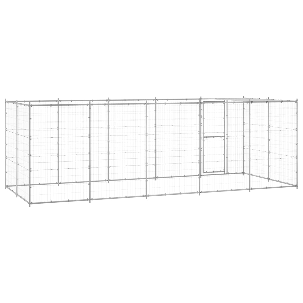 Padoc câini de exterior cu acoperiș, 12,1 m², oțel galvanizat GartenMobel Dekor