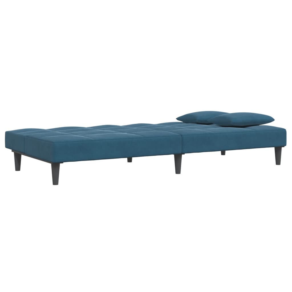 Canapea extensibilă cu 2 locuri și taburet, albastru, catifea GartenMobel Dekor