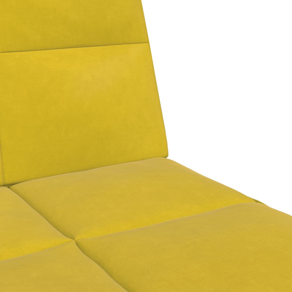 Canapea extensibilă cu taburet, 2 locuri, galben, catifea GartenMobel Dekor