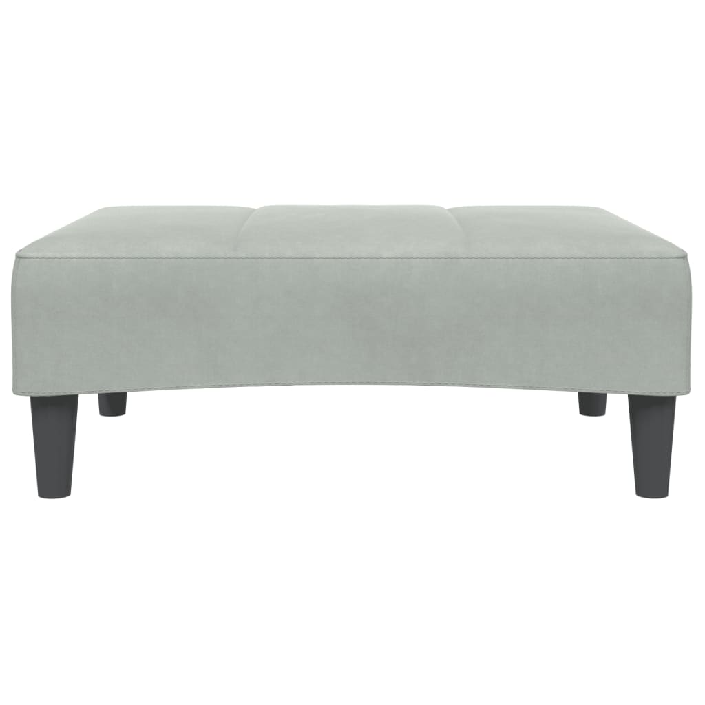 Canapea extensibilă cu taburet, 2 locuri, gri deschis, catifea GartenMobel Dekor