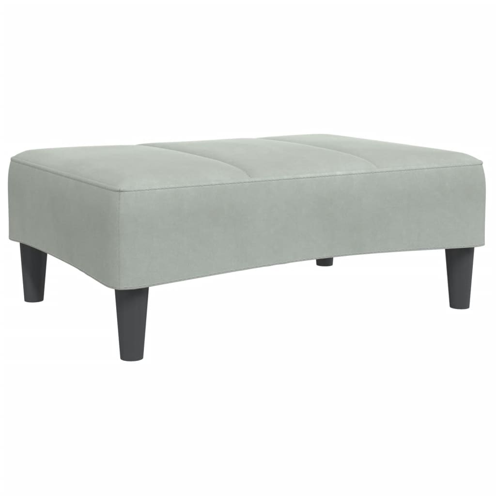 Canapea extensibilă cu taburet, 2 locuri, gri deschis, catifea GartenMobel Dekor