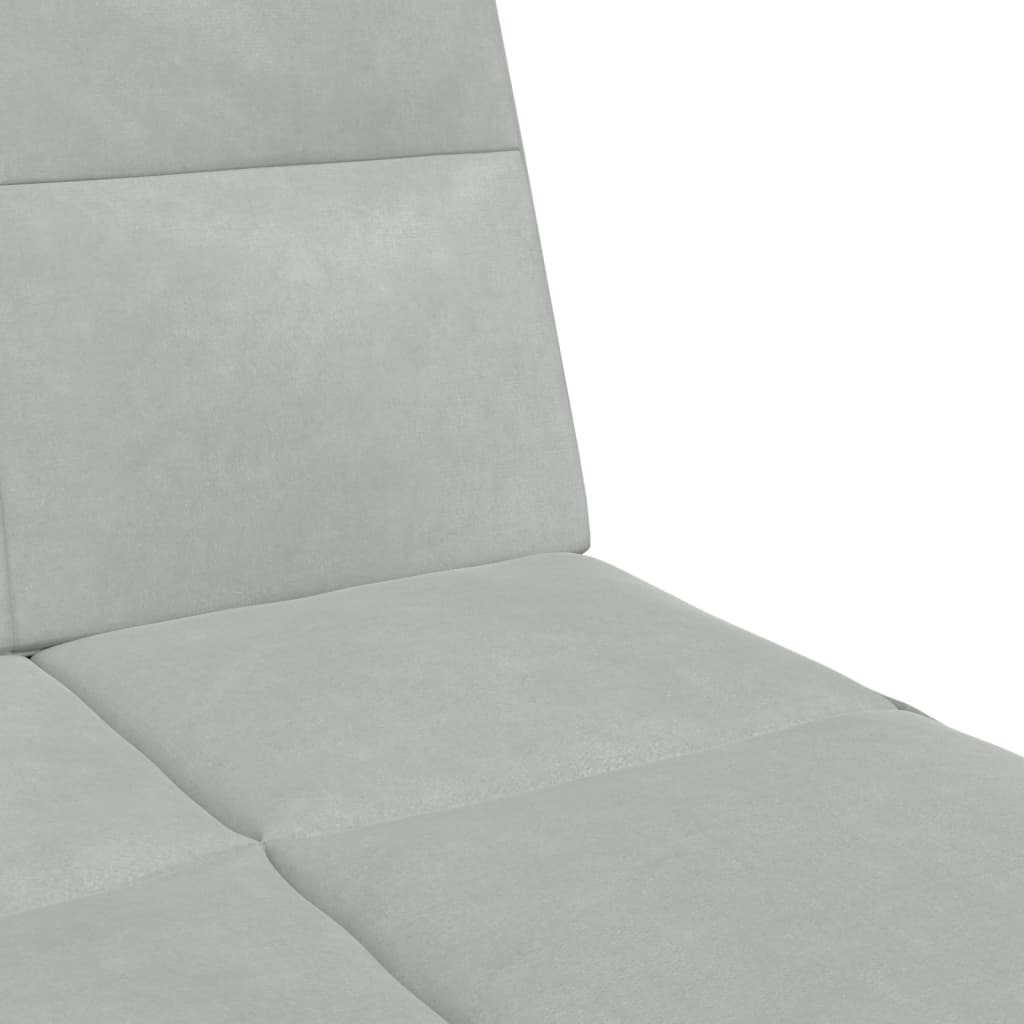 Canapea extensibilă cu taburet, 2 locuri, gri deschis, catifea GartenMobel Dekor