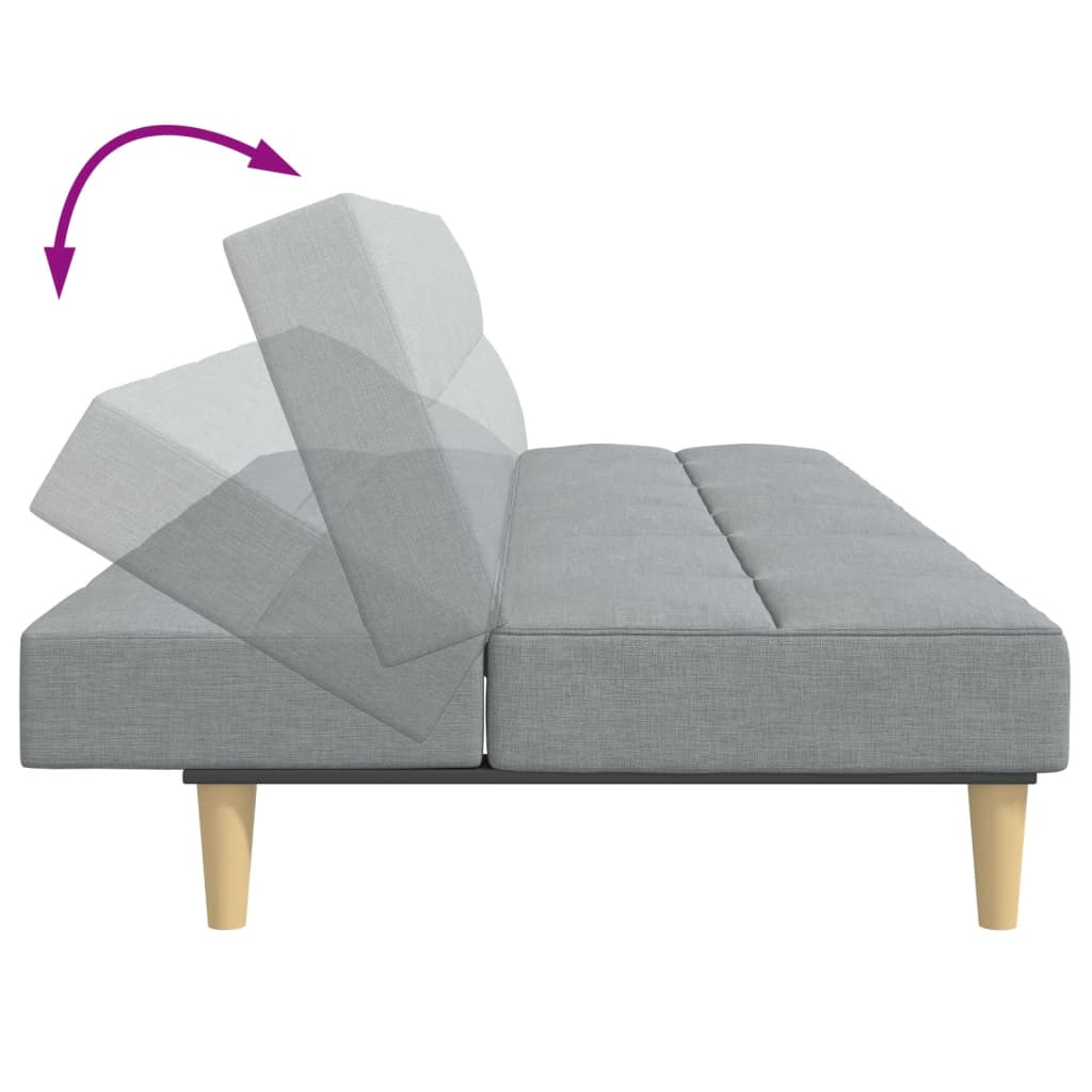 Canapea extensibilă cu taburet, 2 locuri, gri deschis, textil GartenMobel Dekor