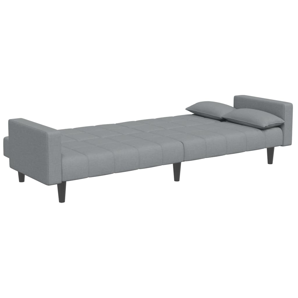 Canapea extensibilă cu taburet, 2 locuri, gri deschis, textil GartenMobel Dekor