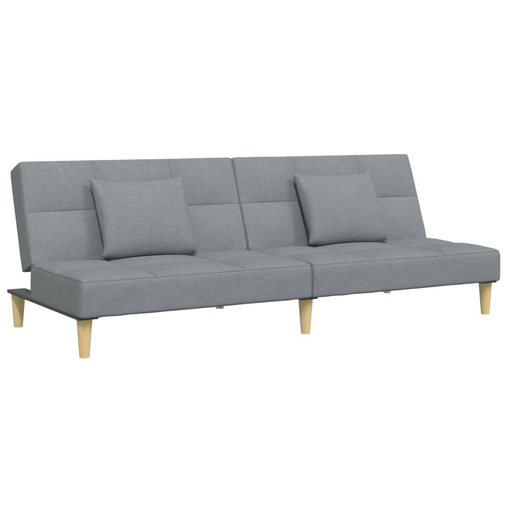 Canapea extensibilă cu taburet, 2 locuri, gri deschis, textil GartenMobel Dekor