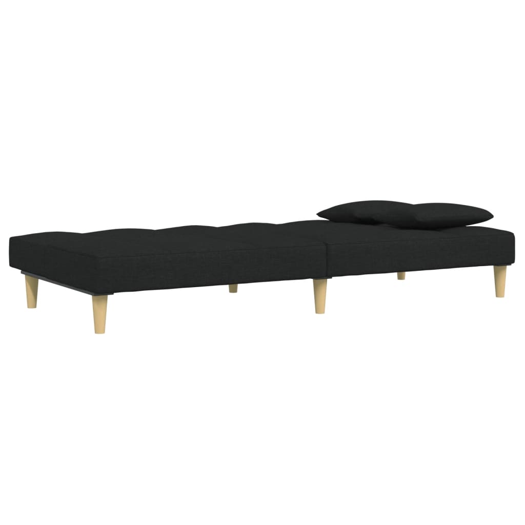 Canapea extensibilă cu taburet, 2 locuri, negru, textil GartenMobel Dekor