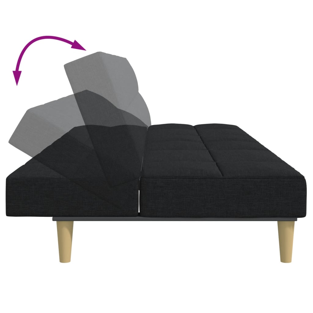 Canapea extensibilă cu taburet, 2 locuri, negru, textil GartenMobel Dekor