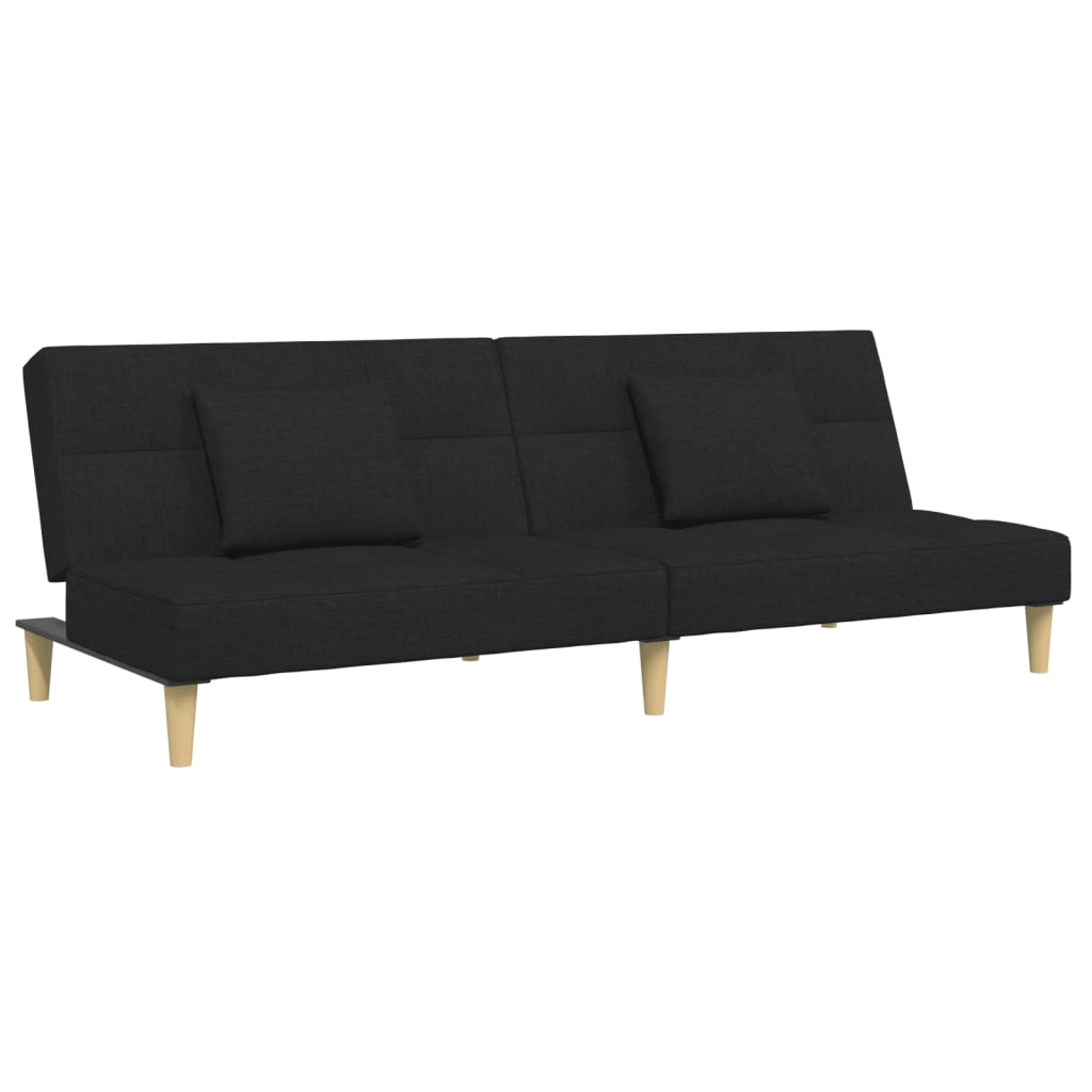 Canapea extensibilă cu taburet, 2 locuri, negru, textil GartenMobel Dekor