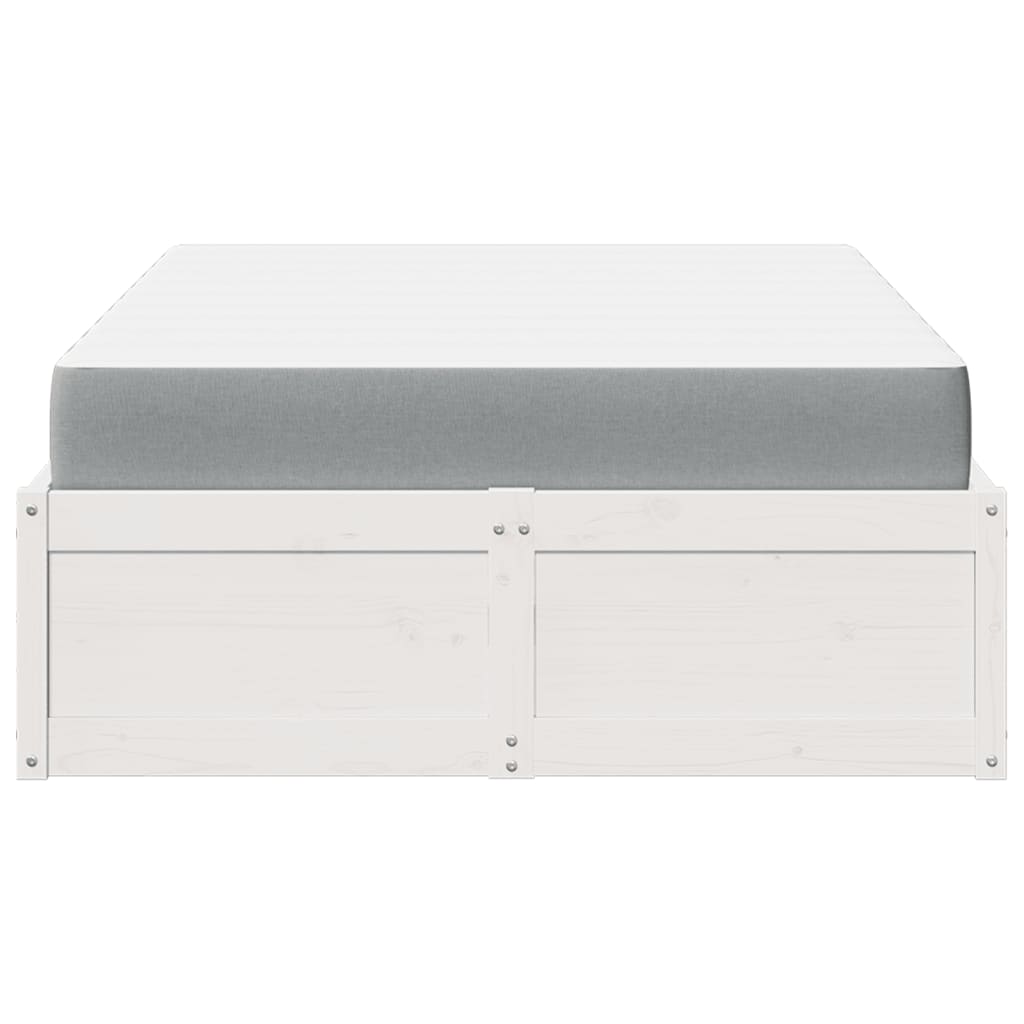Pat cu saltea, alb, 120x190 cm, lemn masiv pin GartenMobel Dekor