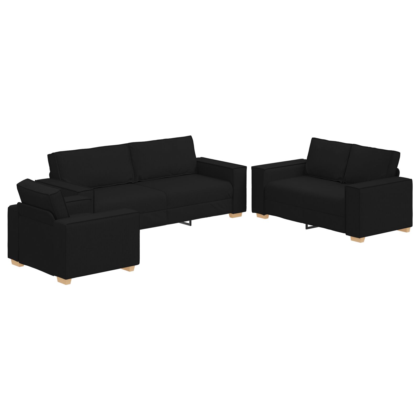 Set canapea 3 piese cu perne, țesătură neagră GartenMobel Dekor