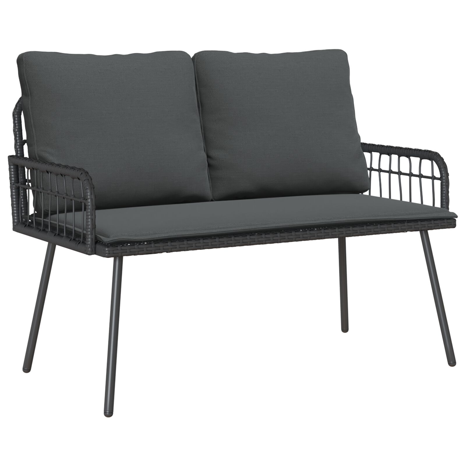 Set de Dining pentru Grădină cu 2 Piese cu Perne Negru Rattan Polietilenă GartenMobel Dekor