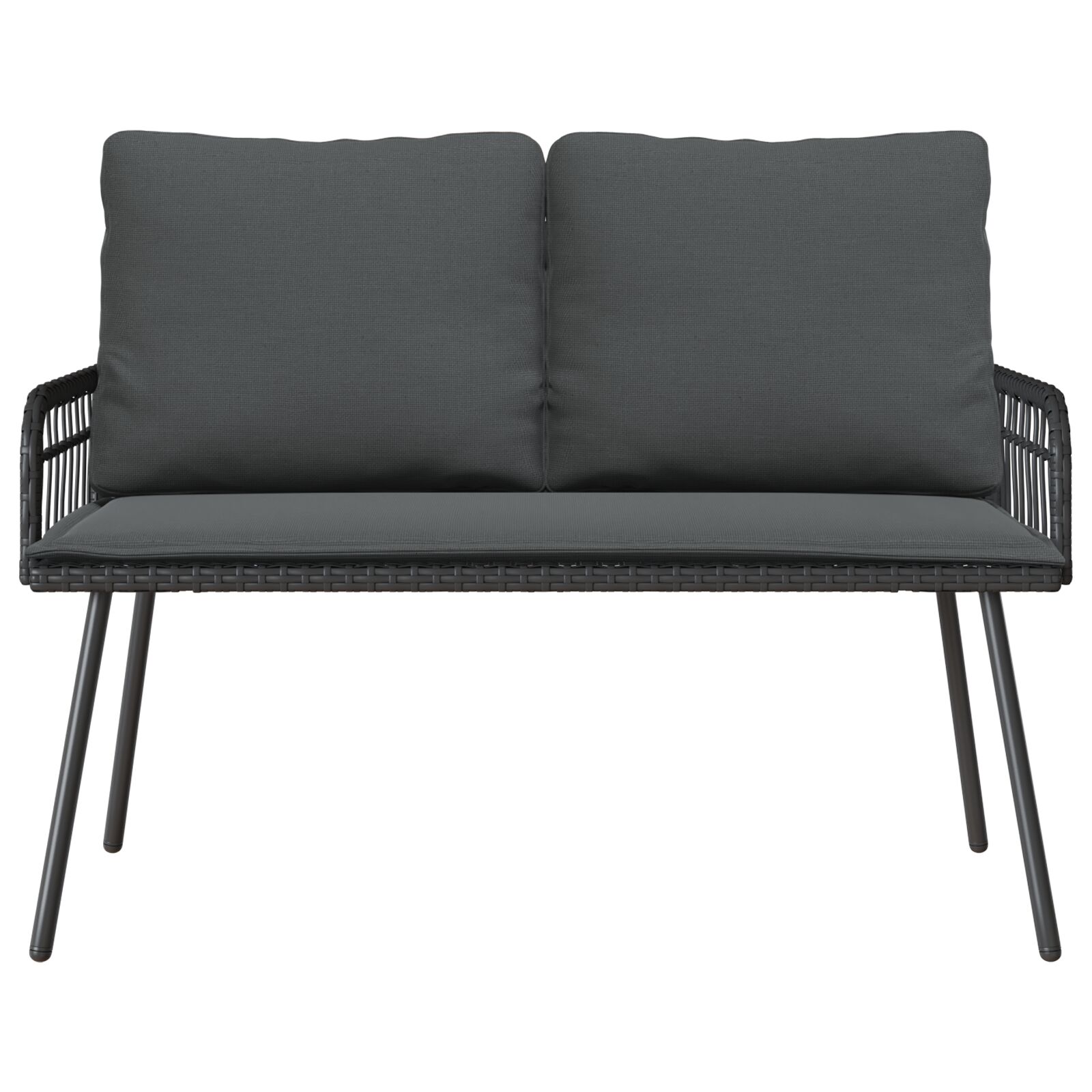 Set de Dining pentru Grădină cu 2 Piese cu Perne Negru Rattan Polietilenă GartenMobel Dekor