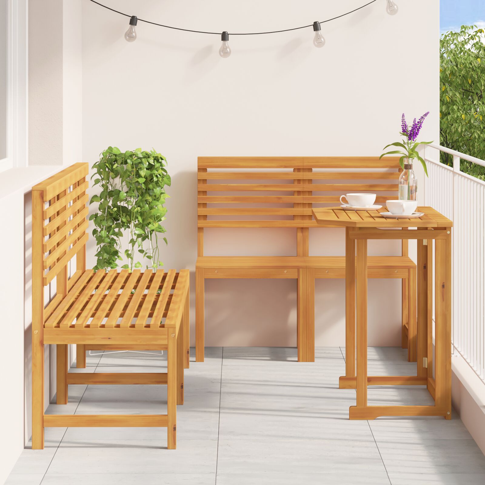 Set de dining pentru grădină  din 5 piese, din lemn masiv de acacia GartenMobel Dekor