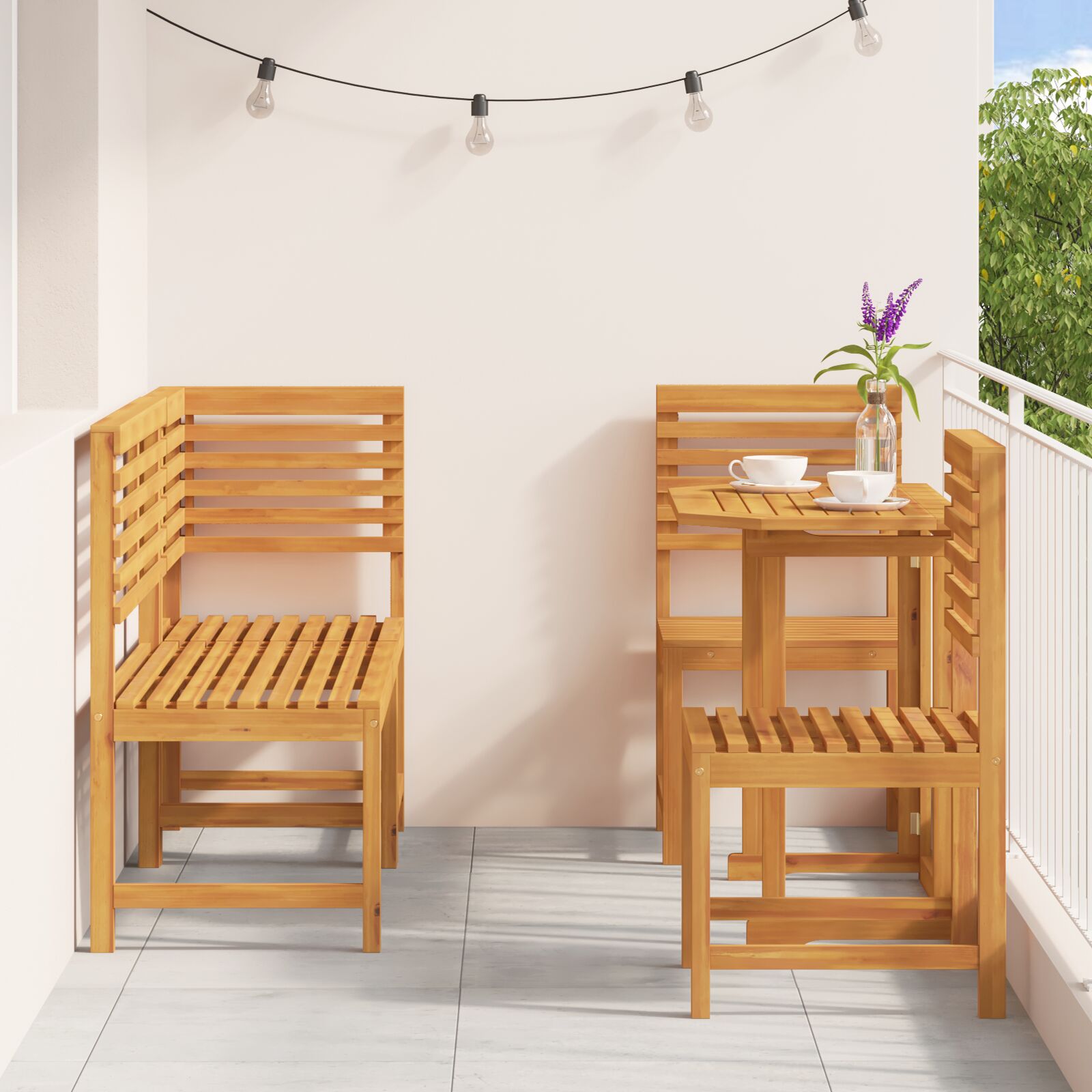 Set de masă pentru curte, 5 piese, din lemn masiv de acacia GartenMobel Dekor