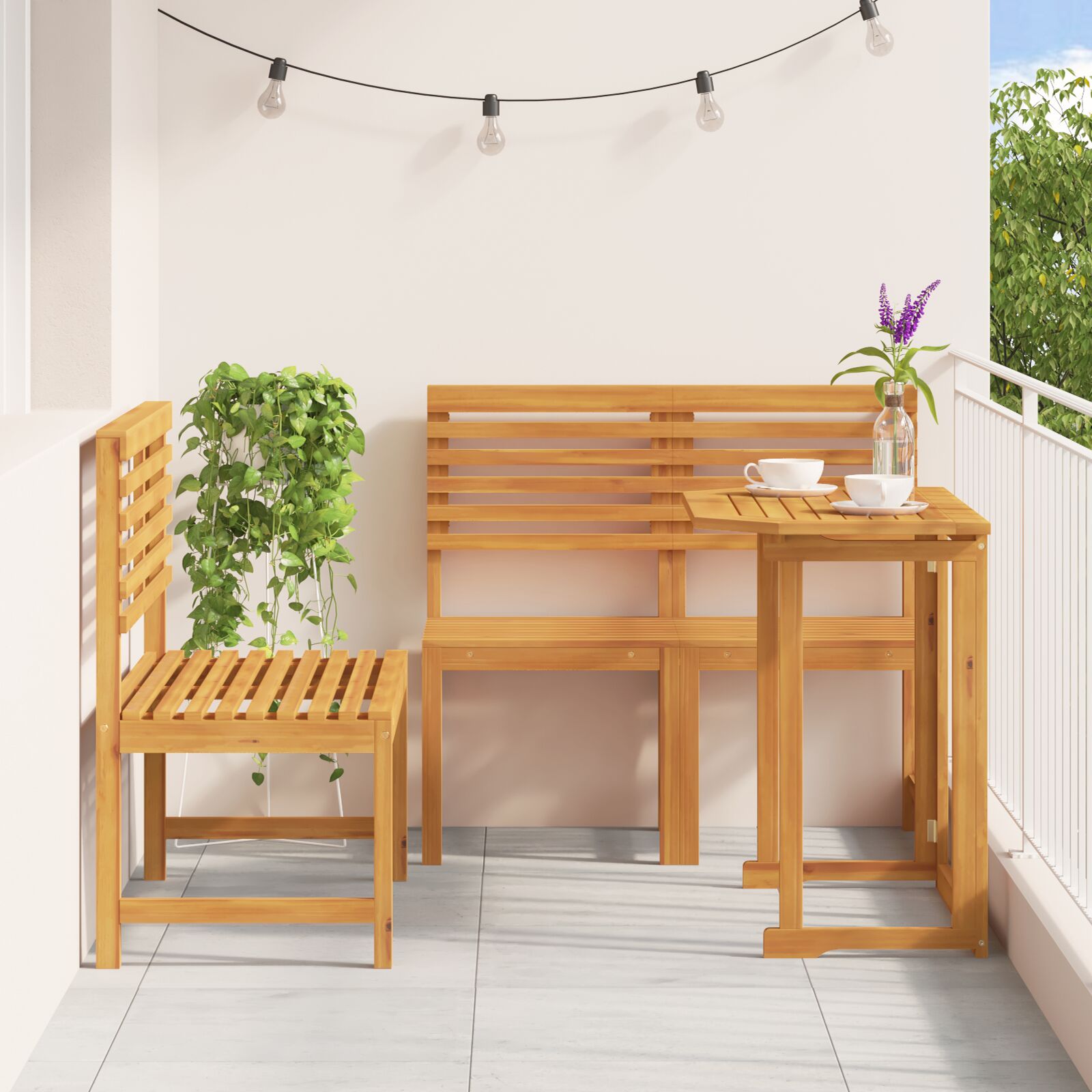 Set de masă pentru grădină , 4 piese, din lemn masiv de acacia GartenMobel Dekor