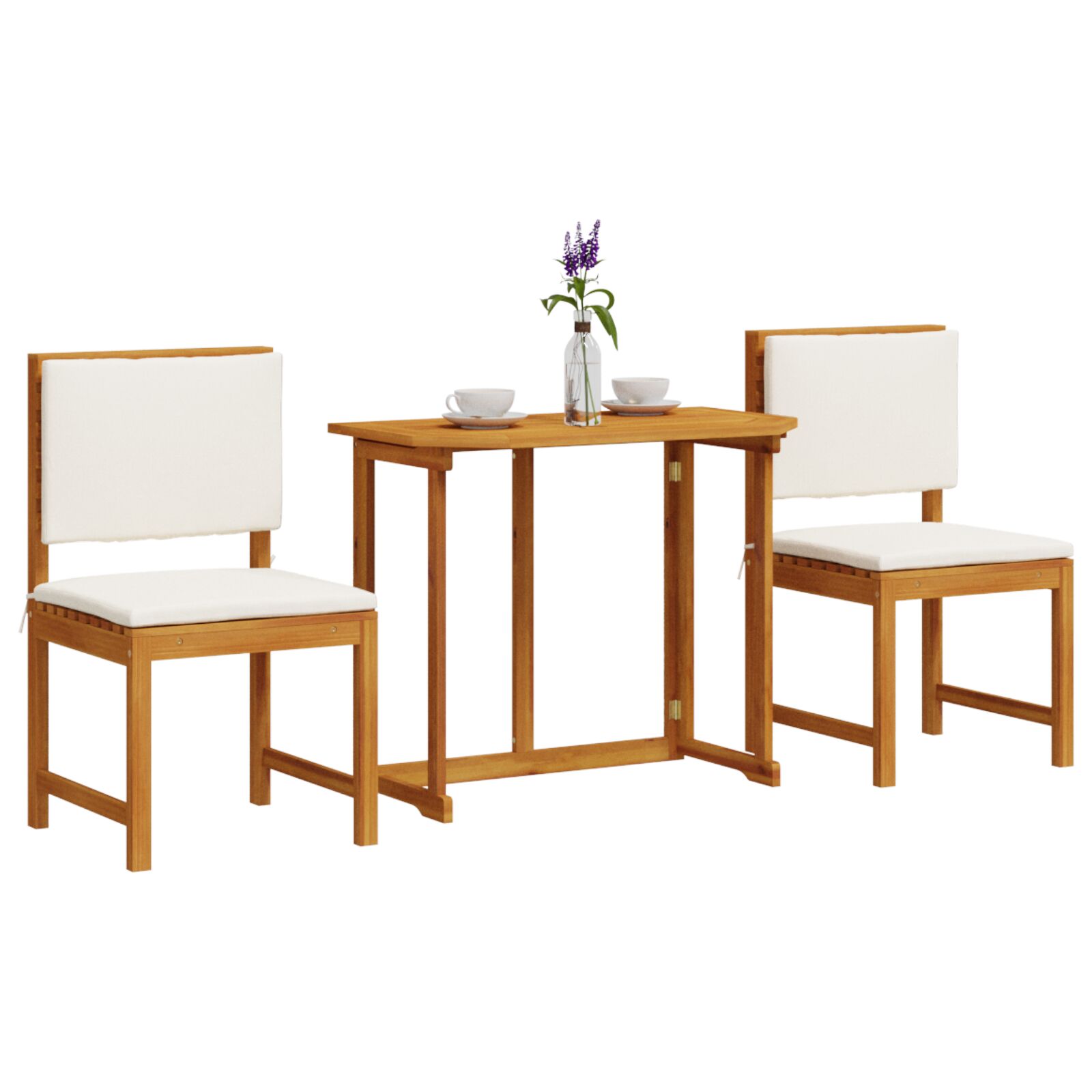 Set Bistro de Grădină 3 Piese cu Perne din Lemn Masiv de Acacia GartenMobel Dekor
