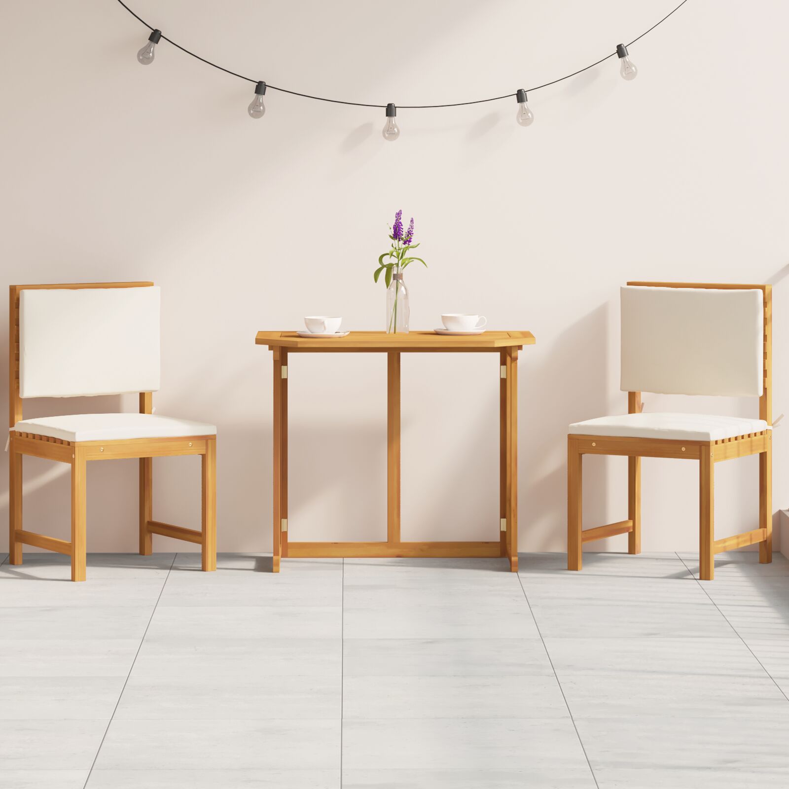 Set Bistro de Grădină 3 Piese cu Perne din Lemn Masiv de Acacia GartenMobel Dekor
