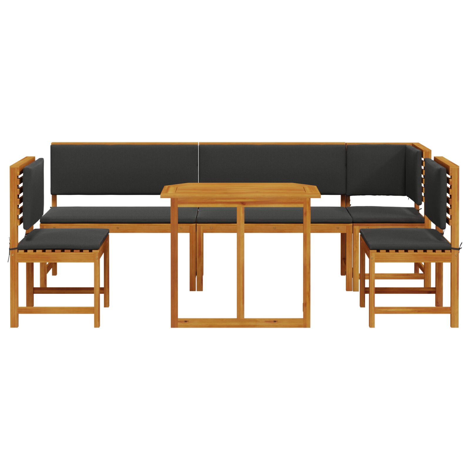 Set de dining pentru grădină  cu 6 piese și perne din lemn masiv de acacia GartenMobel Dekor