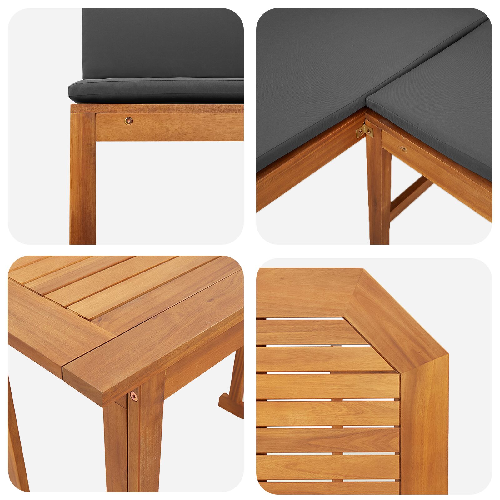 Set de dining pentru grădină 4 piese cu perne din lemn masiv de acacia GartenMobel Dekor