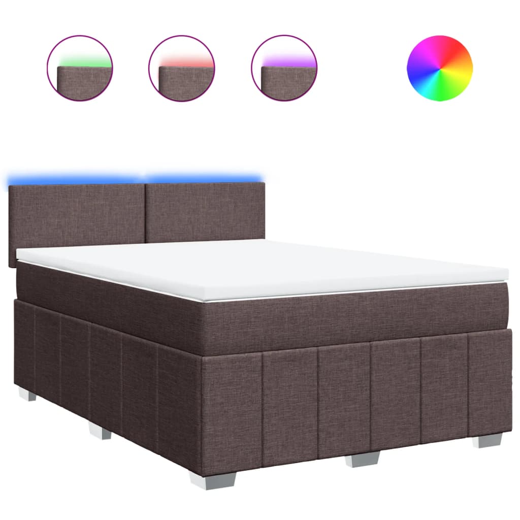 Pat box spring cu saltea, maro închis, 160x200 cm, textil GartenMobel Dekor