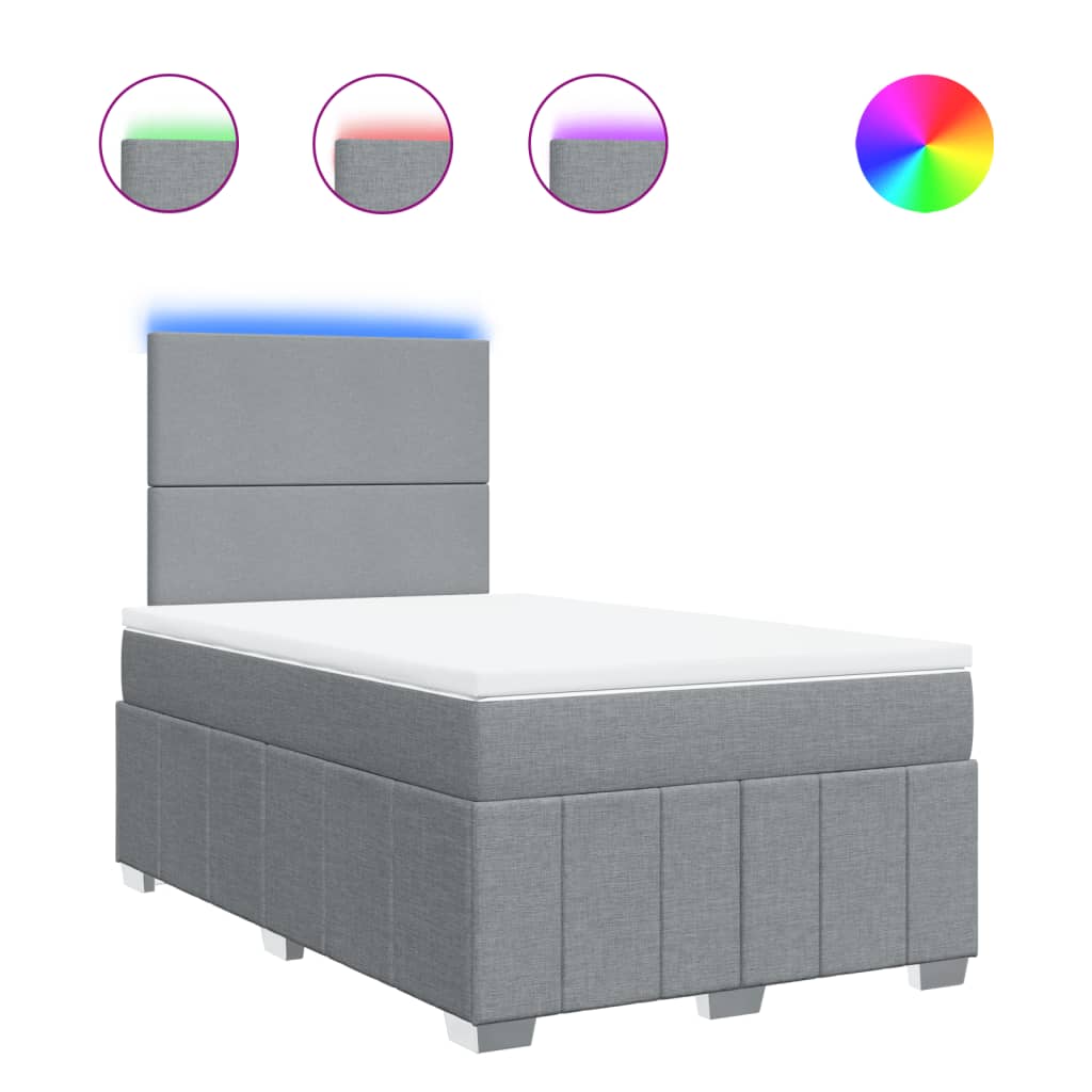 Pat box spring cu saltea, gri deschis, 120x190 cm, textil GartenMobel Dekor