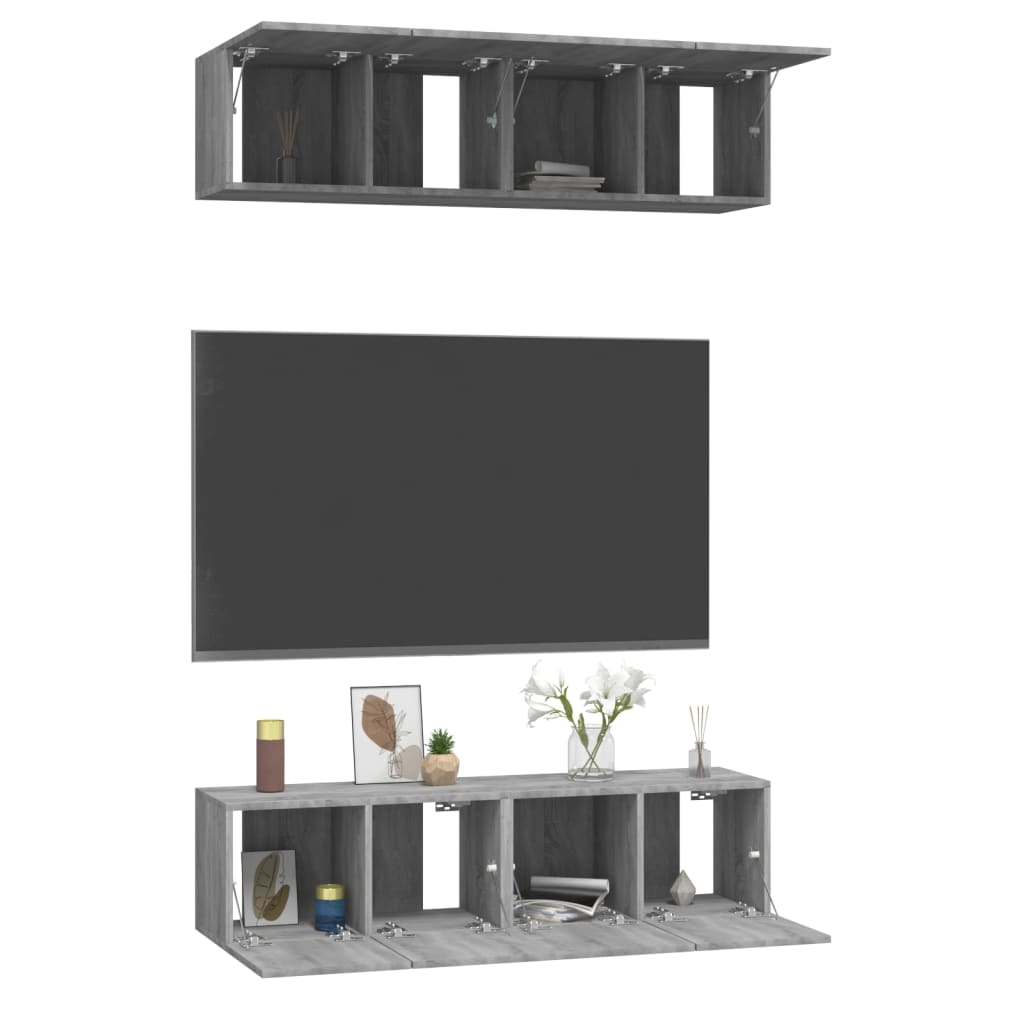 Comode TV, 4 buc., gri sonoma, 60x30x30 cm, lemn prelucrat GartenMobel Dekor