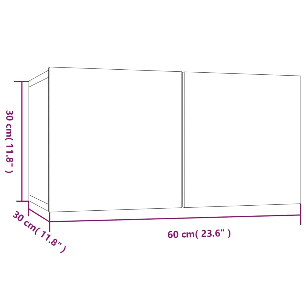 Comode TV, 4 buc., gri sonoma, 60x30x30 cm, lemn prelucrat GartenMobel Dekor