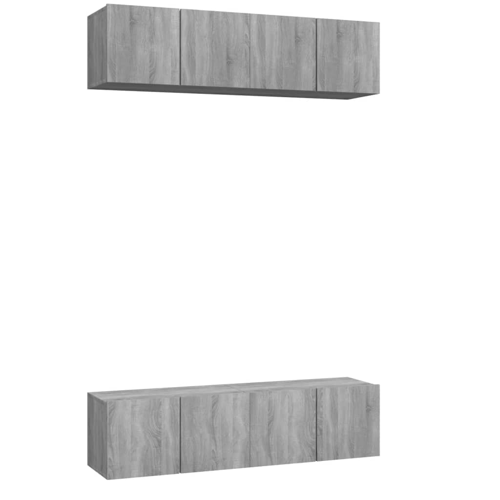 Comode TV, 4 buc., gri sonoma, 60x30x30 cm, lemn prelucrat GartenMobel Dekor