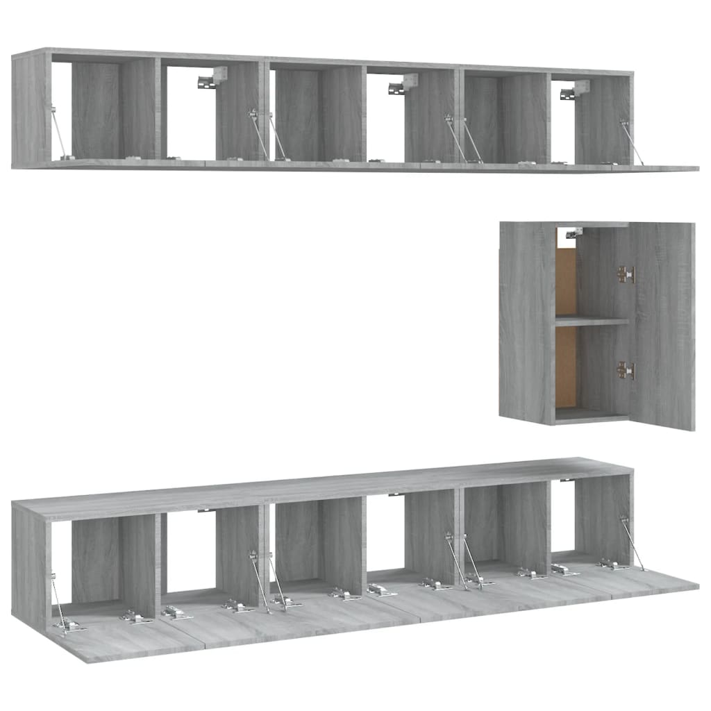 Set comode TV, 7 piese, gri sonoma, lemn compozit GartenMobel Dekor