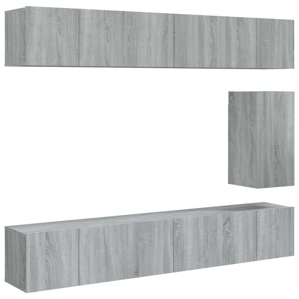 Set comode TV, 7 piese, gri sonoma, lemn compozit GartenMobel Dekor