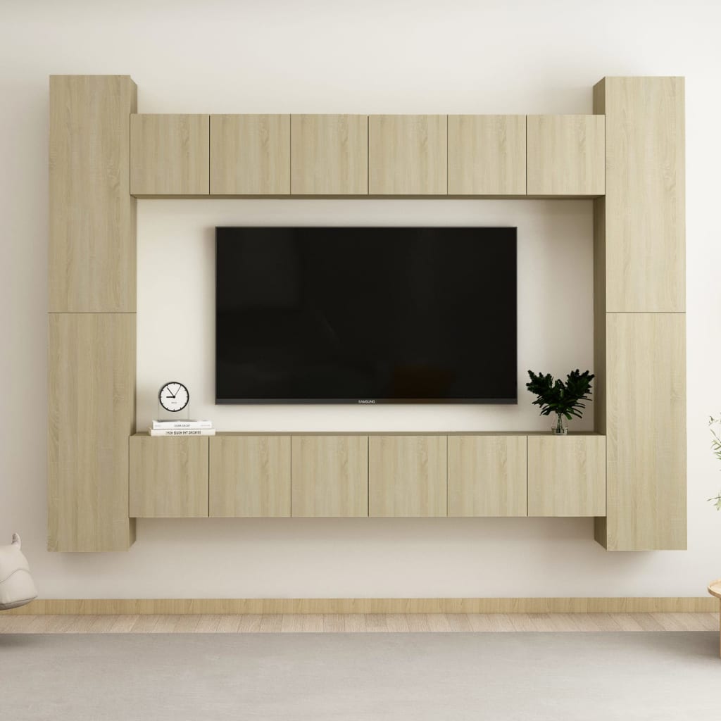 Set de dulapuri TV, 10 piese, stejar sonoma, lemn prelucrat GartenMobel Dekor