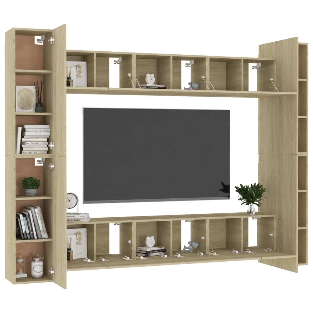 Set de dulapuri TV, 10 piese, stejar sonoma, lemn prelucrat GartenMobel Dekor