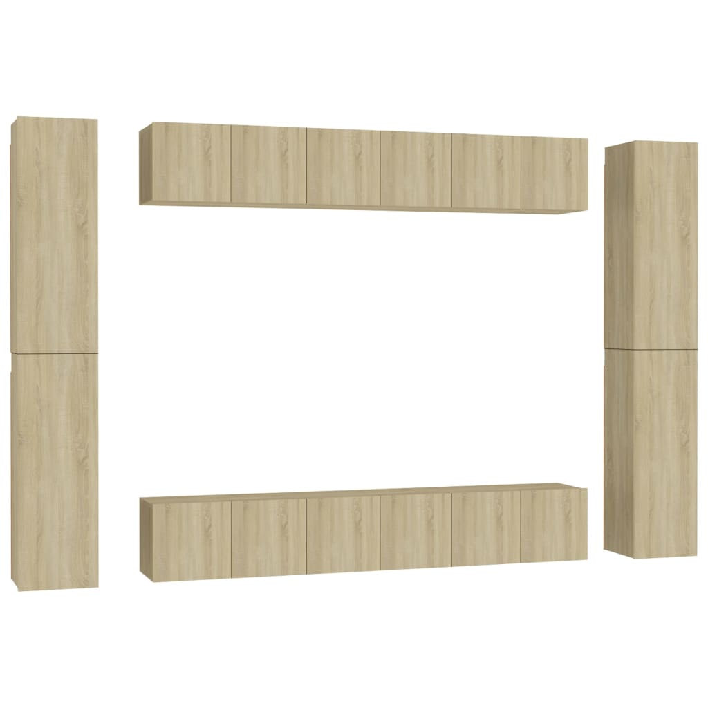 Set de dulapuri TV, 10 piese, stejar sonoma, lemn prelucrat GartenMobel Dekor
