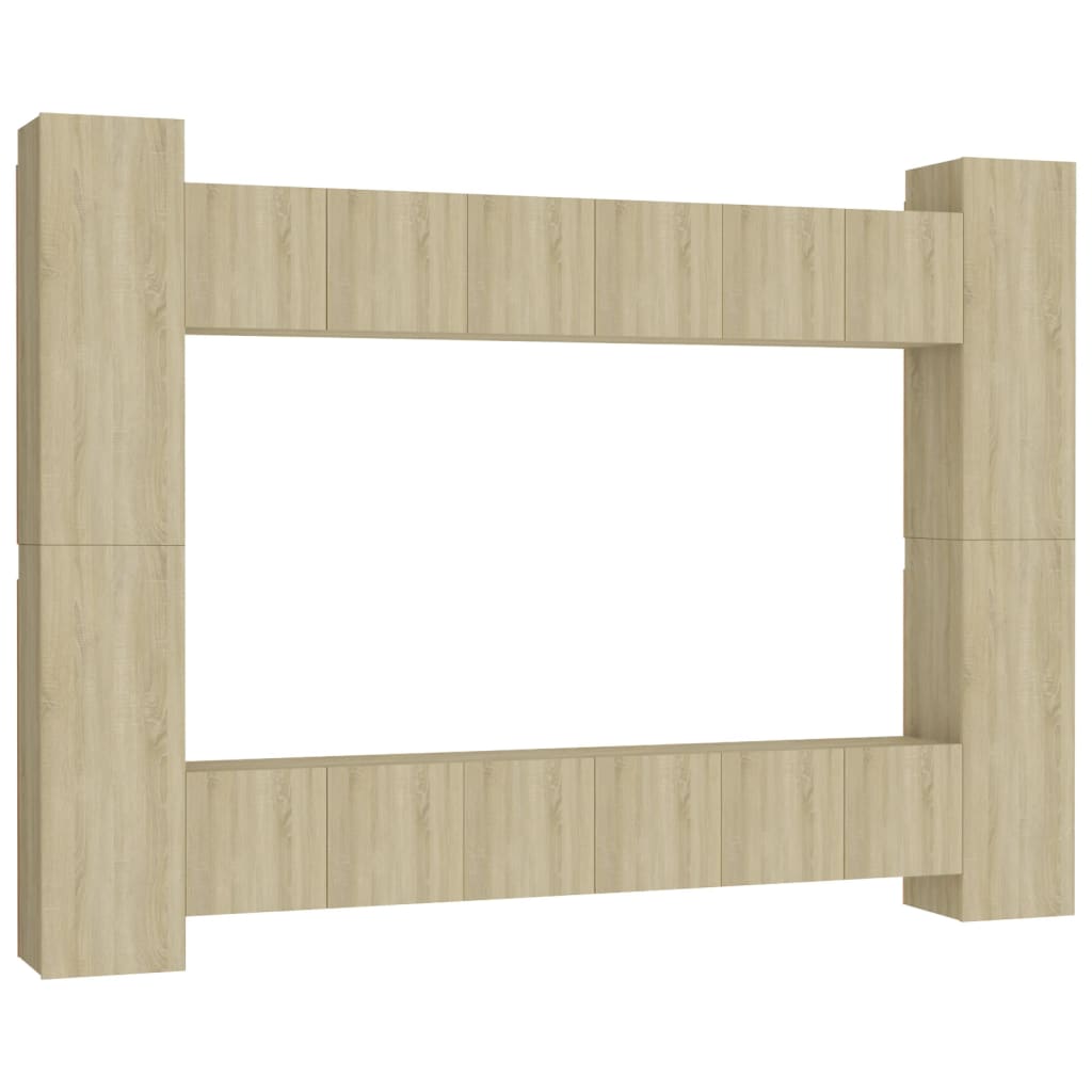 Set de dulapuri TV, 10 piese, stejar sonoma, lemn prelucrat GartenMobel Dekor
