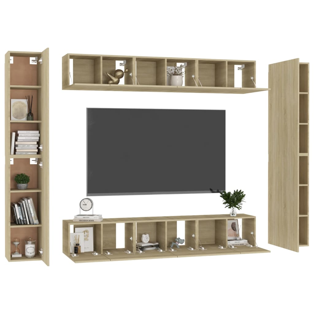 Set de dulapuri TV, 10 piese, stejar sonoma, lemn prelucrat GartenMobel Dekor