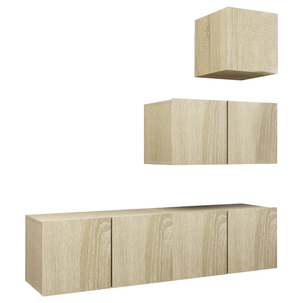 Set de dulapuri TV, 4 piese, stejar sonoma, lemn prelucrat GartenMobel Dekor