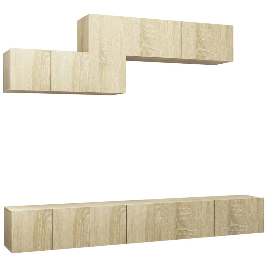 Set de dulapuri TV, 6 piese, stejar sonoma, lemn prelucrat GartenMobel Dekor