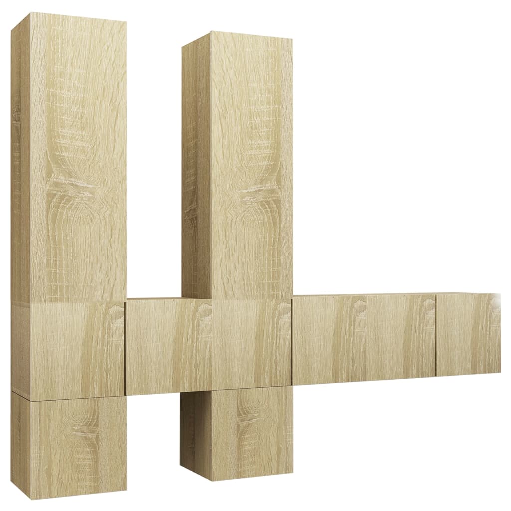 Set de dulapuri TV, 7 piese, stejar sonoma, lemn prelucrat GartenMobel Dekor