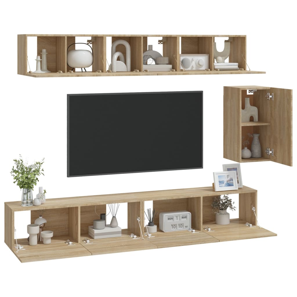 Set dulap TV, 6 piese, stejar sonoma, lemn prelucrat GartenMobel Dekor