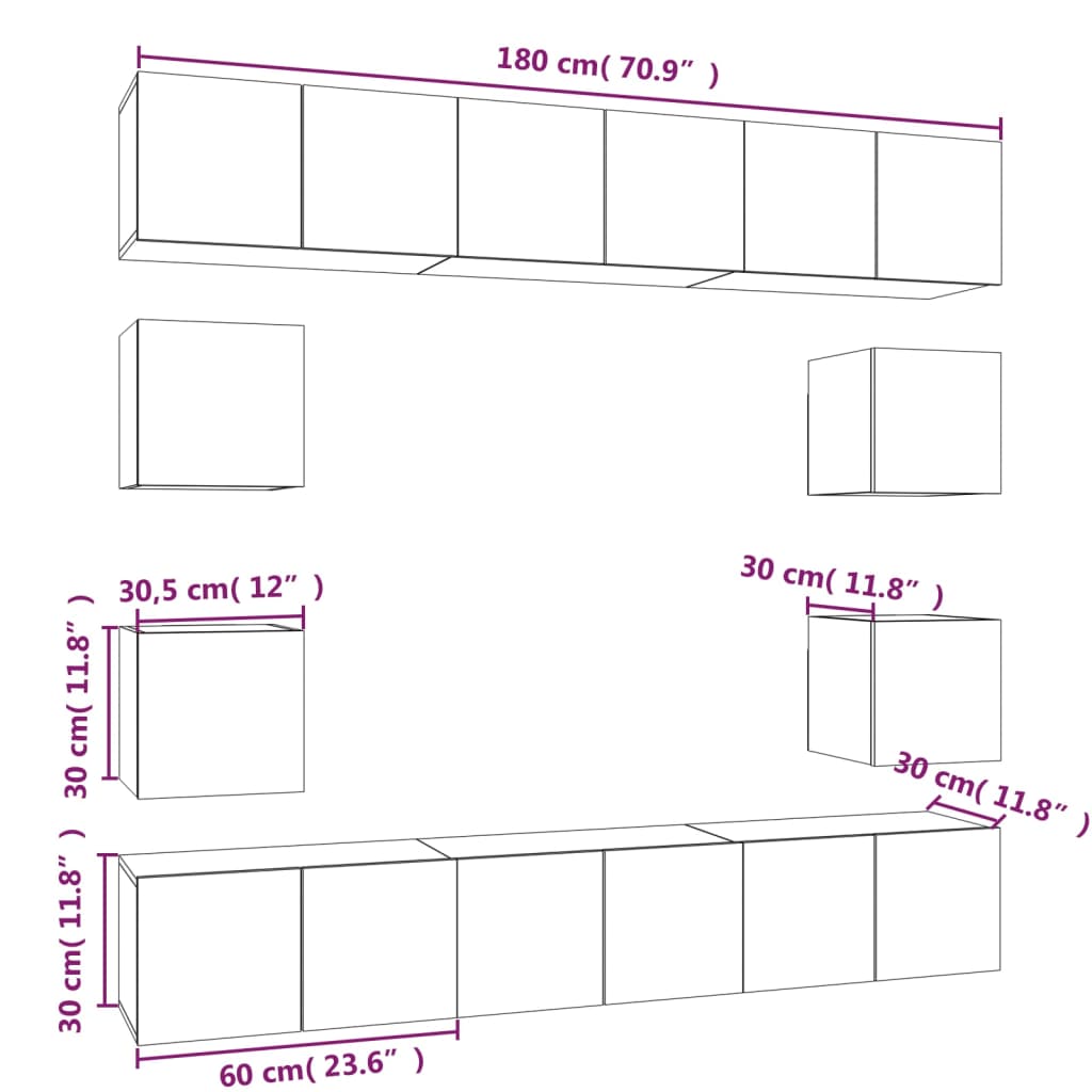 Set dulapuri TV, 10 piese, gri sonoma, lemn compozit GartenMobel Dekor