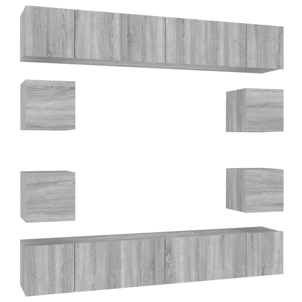 Set dulapuri TV, 10 piese, gri sonoma, lemn compozit GartenMobel Dekor