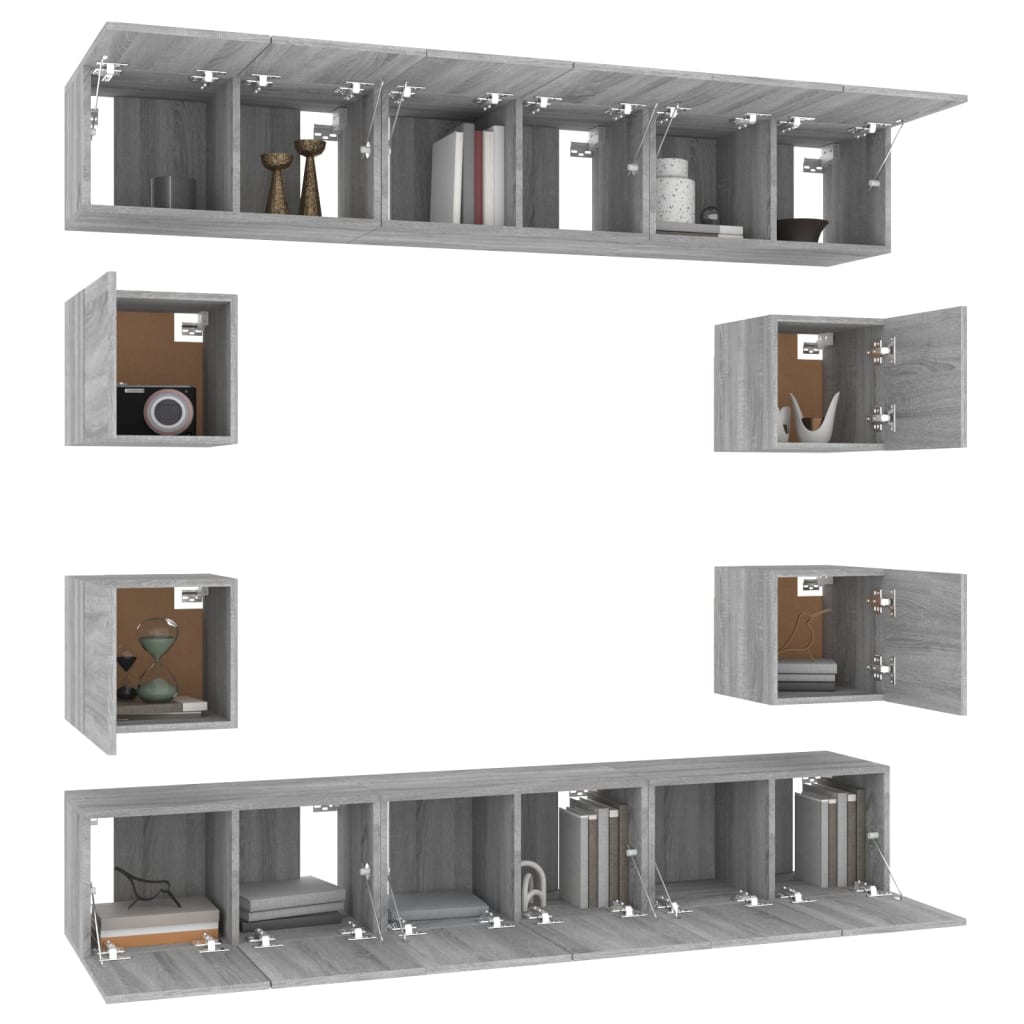 Set dulapuri TV, 10 piese, gri sonoma, lemn compozit GartenMobel Dekor