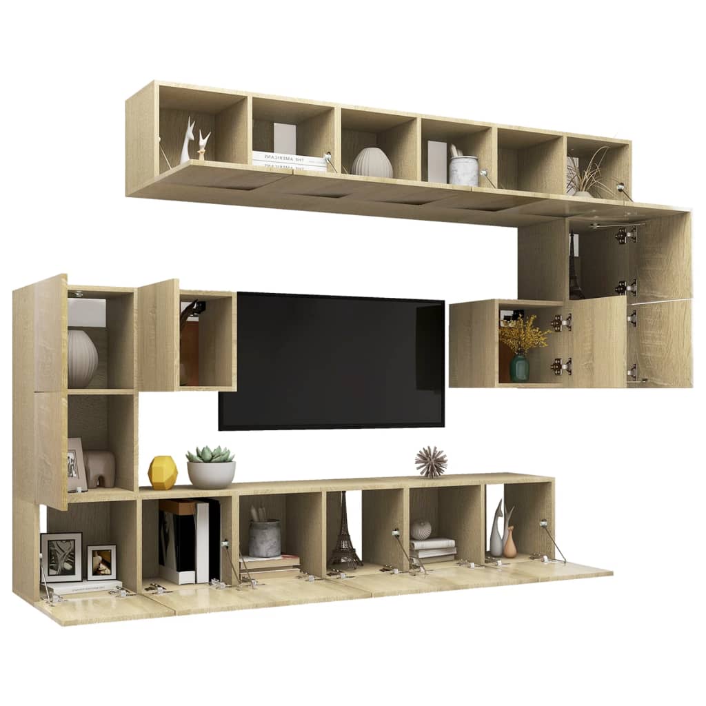 Set dulapuri TV, 10 piese, stejar sonoma, lemn prelucrat GartenMobel Dekor