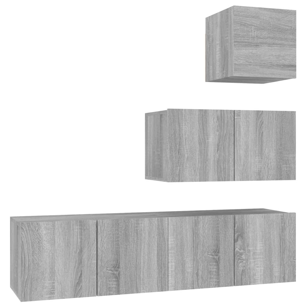 Set dulapuri TV, 4 piese, gri sonoma, lemn prelucrat GartenMobel Dekor