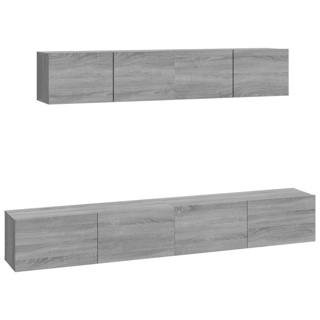 Set dulapuri TV, 4 piese, gri sonoma, lemn prelucrat GartenMobel Dekor