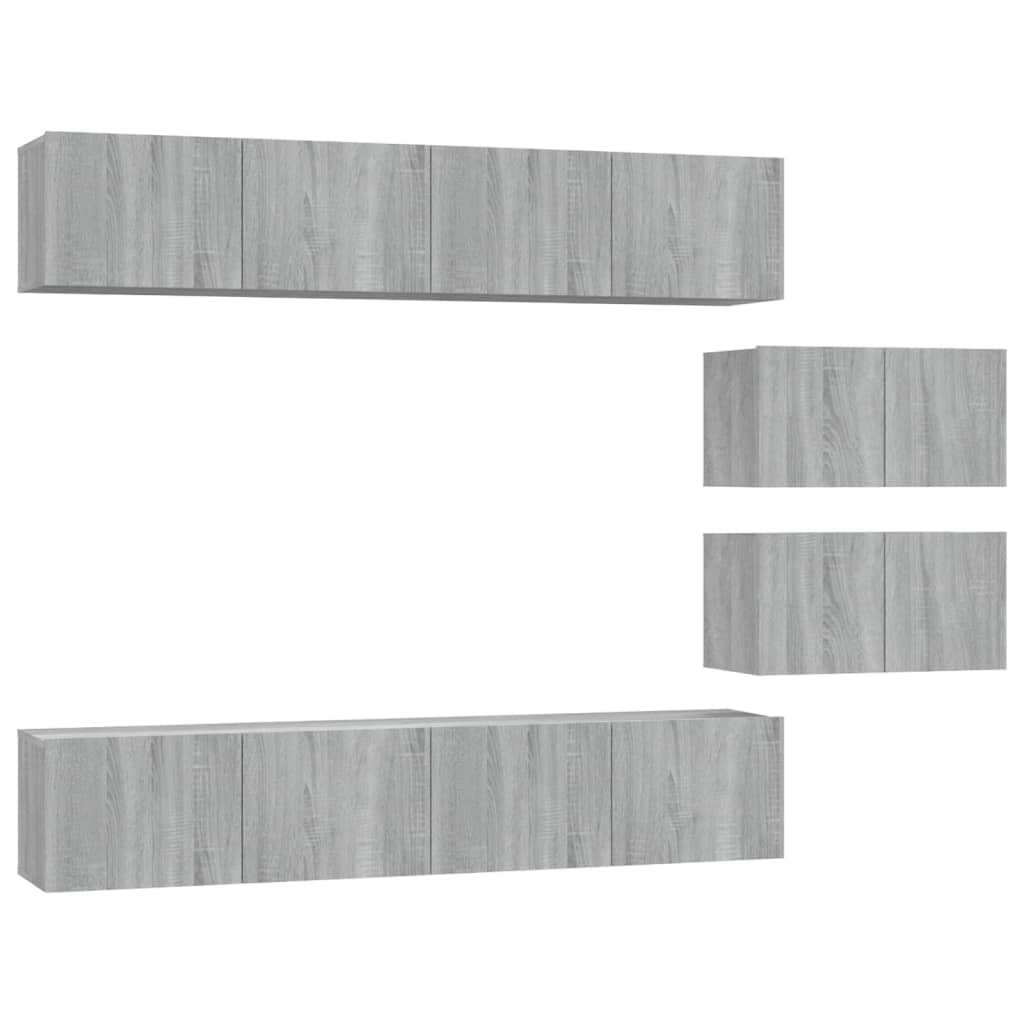 Set dulapuri TV, 6 piese, gri sonoma, lemn prelucrat GartenMobel Dekor
