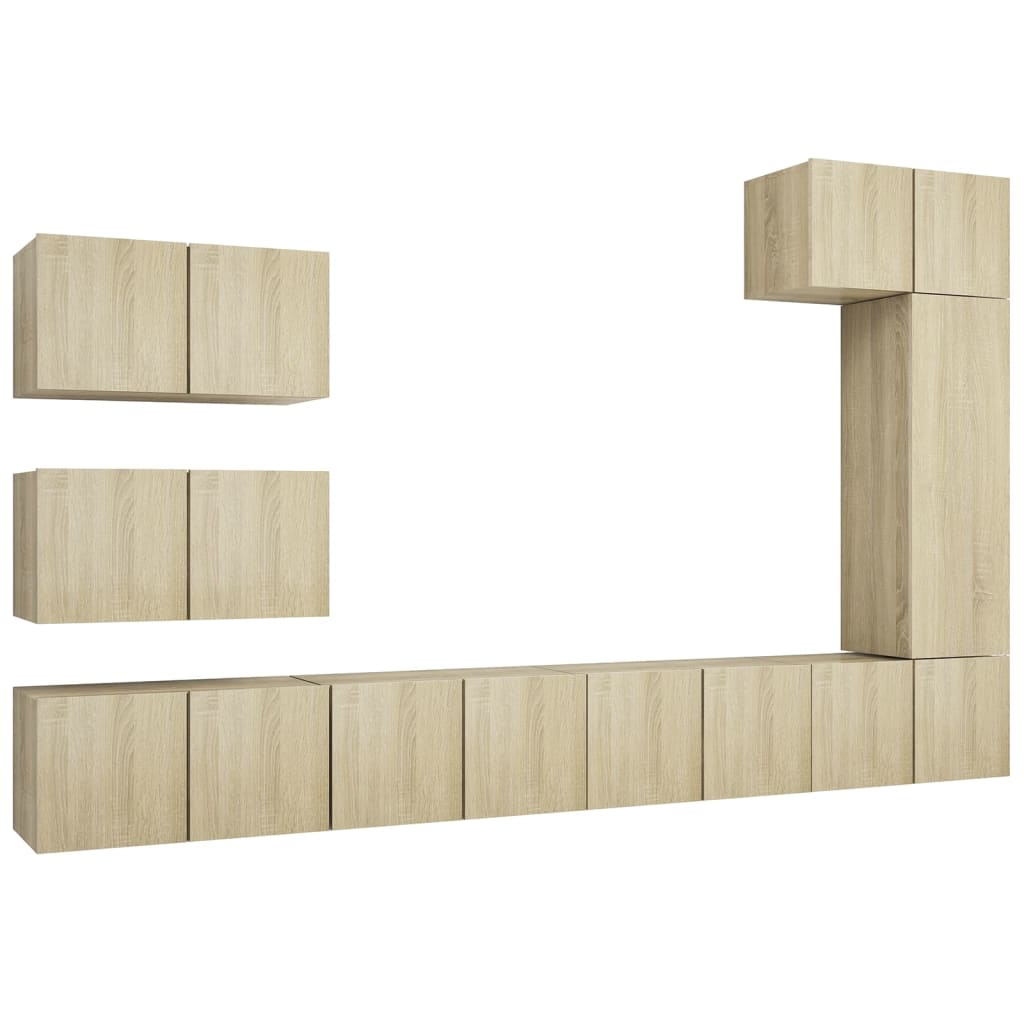 Set dulapuri TV, 8 piese, stejar sonoma, lemn prelucrat GartenMobel Dekor