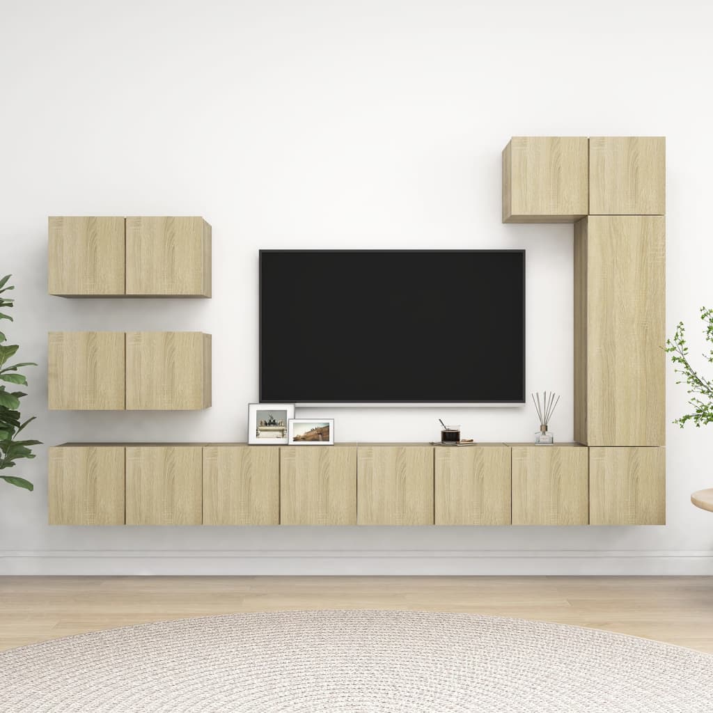 Set dulapuri TV, 8 piese, stejar sonoma, lemn prelucrat GartenMobel Dekor